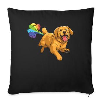 Golden Retriever Funny Rainbow Fart - Sofa pillowcase 17,3'' x 17,3'' (45 x 45 cm) - black - Front