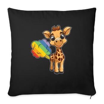 Girafe Drôle Arc-en-Ciel Pet - Housse de coussin décorative 45 x 45 cm - noir - Devant