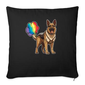 Berger Allemand Drôle Rainbow Pet - Housse de coussin décorative 45 x 45 cm - noir - Devant