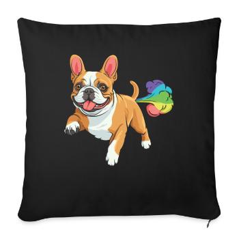 French Bulldog Funny Rainbow Fart - Sofa pillowcase 17,3'' x 17,3'' (45 x 45 cm) - black - Front