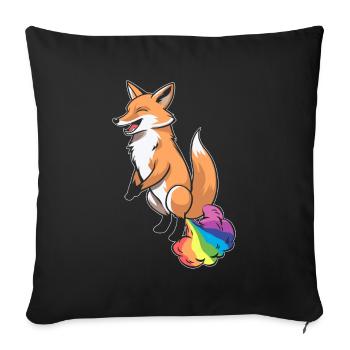 Renard drôle arc-en-ciel Pet - Housse de coussin décorative 45 x 45 cm - noir - Devant