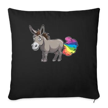 mule ass funny rainbow fart - Sofa pillowcase 17,3'' x 17,3'' (45 x 45 cm) - black - Front