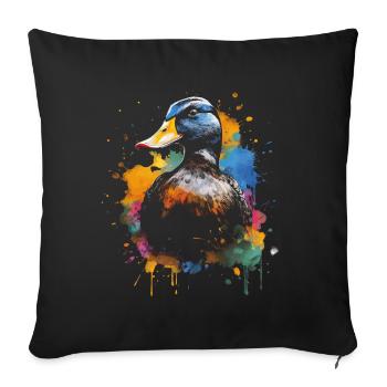 Canard, Canard, Agriculteur, Agriculteur, Jeu - Housse de coussin décorative 45 x 45 cm - noir - Devant