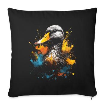 Oeuvre de canard colorée - Housse de coussin décorative 45 x 45 cm - noir - Devant