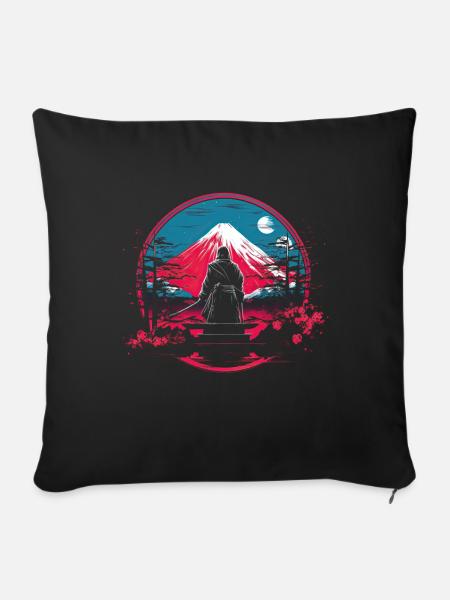 Japanisch Traditionell Berg fuji Japan Geisha - Sofakissenbezug 45 x 45 cm - Schwarz
