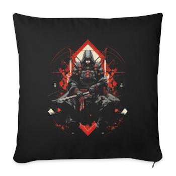 Œuvres d’art japonaises - Housse de coussin décorative 45 x 45 cm - noir - Devant
