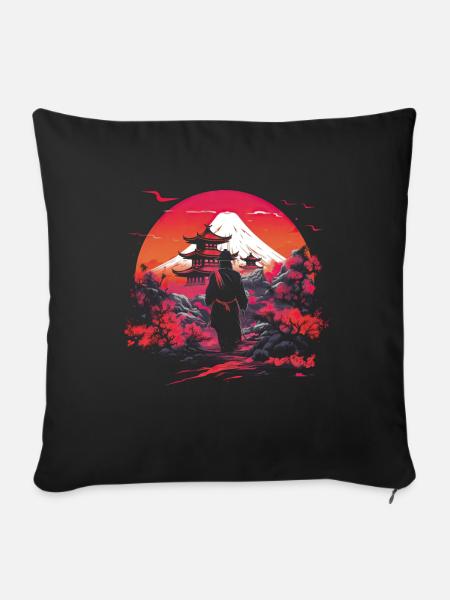 Japanisch Traditionell Berg fuji Japan Geisha - Sofakissenbezug 45 x 45 cm - Schwarz
