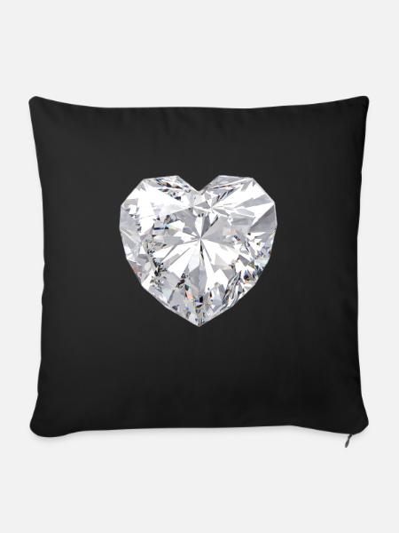 Diamant Herz Edelstein Schmuck - Sofakissenbezug 45 x 45 cm - Schwarz