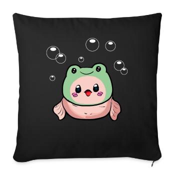 Chapeau de grenouille Kawaii Cottagecore Blobfish - Housse de coussin décorative 45 x 45 cm - noir - Devant