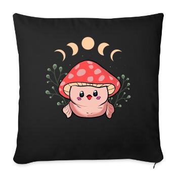 Chapeau champignon Kawaii Cottagecore Blobfish - Housse de coussin décorative 45 x 45 cm - noir - Devant