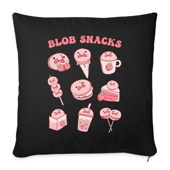 Kawaii Blobfish Strawberry Snacks - Sofa pillowcase 17,3'' x 17,3'' (45 x 45 cm) - black - Front