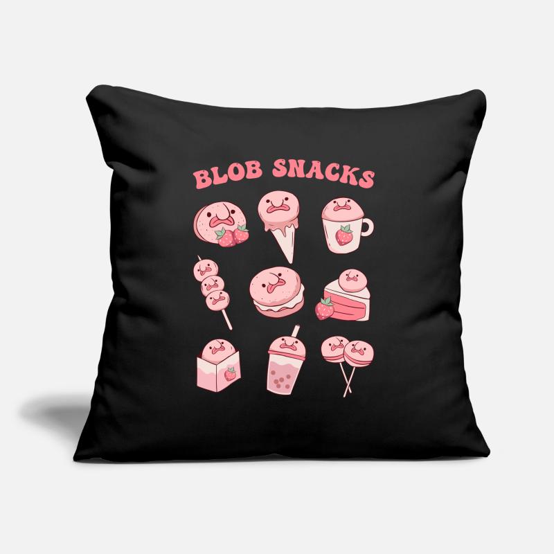 Kawaii Blobfisch-Erdbeer-Snacks Sofakissenbezug 45 x 45 cm