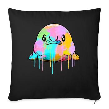 Kawaii Blobfish dégoulinant de peinture - Housse de coussin décorative 45 x 45 cm - noir - Devant