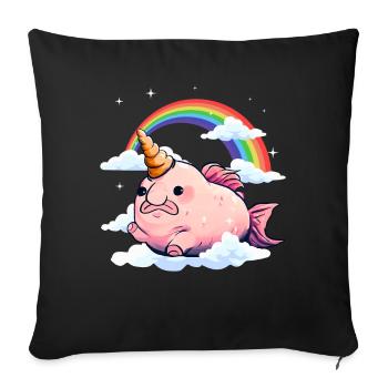 Kawaii Blobfish Licorne arc-en-ciel - Housse de coussin décorative 45 x 45 cm - noir - Devant