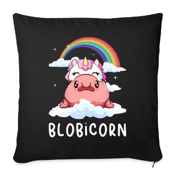 Kawaii Blobfish Licorne arc-en-ciel - Housse de coussin décorative 45 x 45 cm - noir - Devant