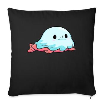 Kawaii Halloween Blobfish Ghost Boo - Housse de coussin décorative 45 x 45 cm - noir - Devant