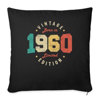 Vintage 1960 Original 1960 Anniversaire Rétro 1960 - Housse de coussin décorative 45 x 45 cm - noir - Devant