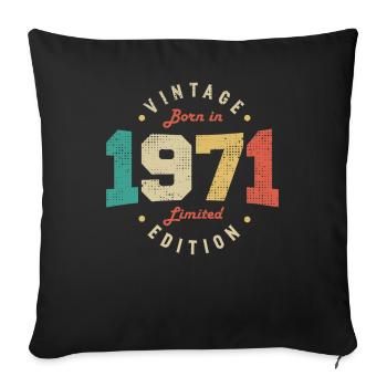 Vintage 1971 Original 1971 Anniversaire Rétro 1971 - Housse de coussin décorative 45 x 45 cm - noir - Devant