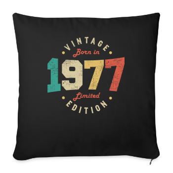Vintage 1977 Original 1977 Retro Anniversary 1977 - Sofa pillowcase 17,3'' x 17,3'' (45 x 45 cm) - black - Front