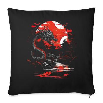 Japanese Tattoo Night Mystical Japan - Sofa pillowcase 17,3'' x 17,3'' (45 x 45 cm) - black - Front