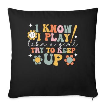 Groovy Baseball Fille Joueuse - Housse de coussin décorative 45 x 45 cm - noir - Devant