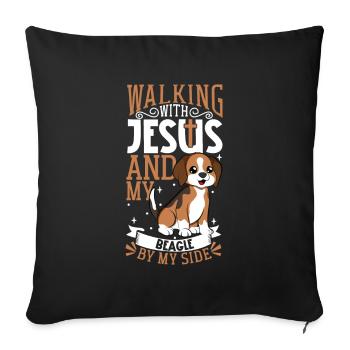 Jesus and Dog - Beagle - Sofa pillowcase 17,3'' x 17,3'' (45 x 45 cm) - black - Front