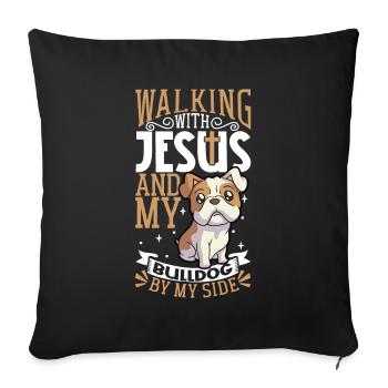 Jesus and Dog - Bulldog - Sofa pillowcase 17,3'' x 17,3'' (45 x 45 cm) - black - Front