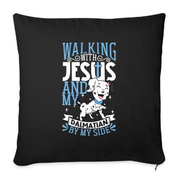 Jesus and Dog - Dalmatian - Sofa pillowcase 17,3'' x 17,3'' (45 x 45 cm) - black - Front