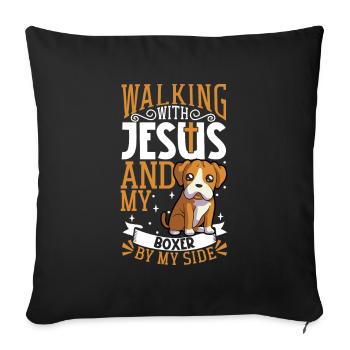 Jesus and Dog - Boxer - Sofa pillowcase 17,3'' x 17,3'' (45 x 45 cm) - black - Front