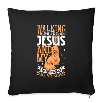 Jesus and Dog - Golden Retriever - Sofa pillowcase 17,3'' x 17,3'' (45 x 45 cm) - black - Front