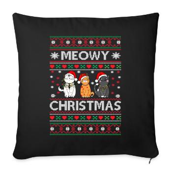 Meowy Christmas funny Merry Christmas Cats - Sofa pillowcase 17,3'' x 17,3'' (45 x 45 cm) - black - Front