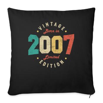 Jahrgang 2007 Original 2007 Retro Jubiläum 2007 - Sofakissenbezug 45 x 45 cm - Schwarz - Vorne