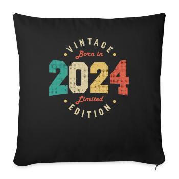Vintage 2024 Original 2024 Anniversaire Rétro 2024 - Housse de coussin décorative 45 x 45 cm - noir - Devant