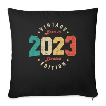 Vintage 2023 Original 2023 Anniversaire Rétro 2023 - Housse de coussin décorative 45 x 45 cm - noir - Devant