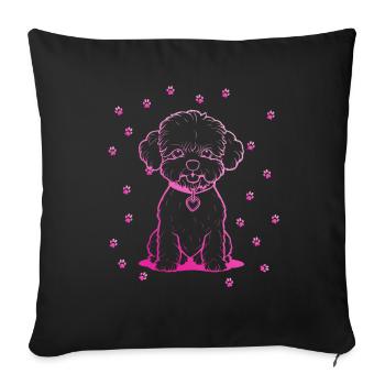 Bichon frisé avec petites pattes - Housse de coussin décorative 45 x 45 cm - noir - Devant