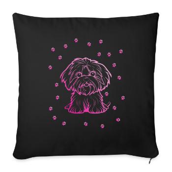 Bichon Havanais avec de petites pattes - Housse de coussin décorative 45 x 45 cm - noir - Devant