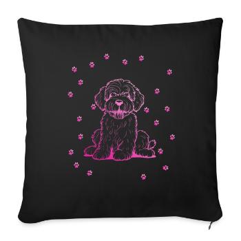 Portuguese Water Dog mit kleinen Pfoten - Sofakissenbezug 45 x 45 cm - Schwarz - Vorne