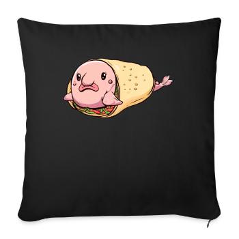 Burrito amusant au poisson Blob - Housse de coussin décorative 45 x 45 cm - noir - Devant
