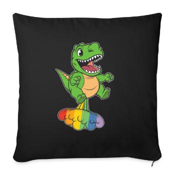 Dinosaur Funny Rainbow Fart - Sofa pillowcase 17,3'' x 17,3'' (45 x 45 cm) - black - Front
