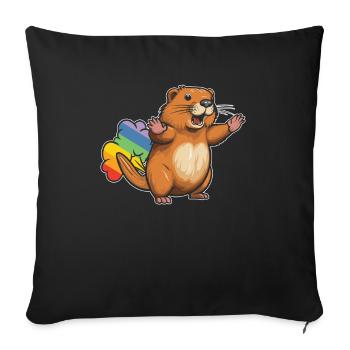 Beaver Funny Rainbow Fart - Sofa pillowcase 17,3'' x 17,3'' (45 x 45 cm) - black - Front