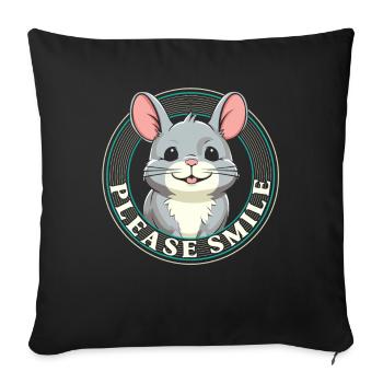 Chinchilla Cute Just Smile - Sofa pillowcase 17,3'' x 17,3'' (45 x 45 cm) - black - Front