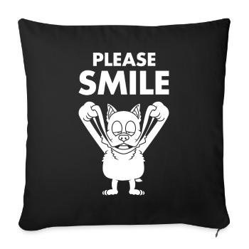 Corgi Funny Just Smile - Sofa pillowcase 17,3'' x 17,3'' (45 x 45 cm) - black - Front