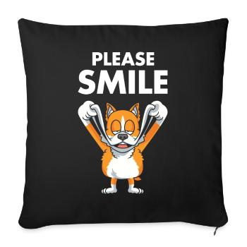 Corgi Funny Just Smile - Sofa pillowcase 17,3'' x 17,3'' (45 x 45 cm) - black - Front
