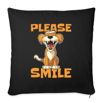 Irish Wolfhound Funny Just Smile - Sofa pillowcase 17,3'' x 17,3'' (45 x 45 cm) - black - Front