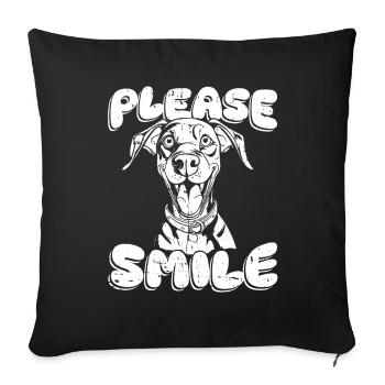 Doberman Funny Just Smile - Sofa pillowcase 17,3'' x 17,3'' (45 x 45 cm) - black - Front