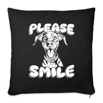 Doberman Funny Just Smile - Sofa pillowcase 17,3'' x 17,3'' (45 x 45 cm) - black - Front