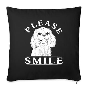 King Charles Cavalier Just Smile - Sofa pillowcase 17,3'' x 17,3'' (45 x 45 cm) - black - Front