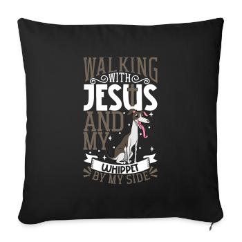 Jesus and Dog - Whippet - Sofa pillowcase 17,3'' x 17,3'' (45 x 45 cm) - black - Front