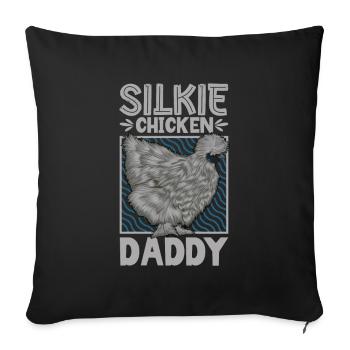 Papa au poulet soyeux - Housse de coussin décorative 45 x 45 cm - noir - Devant