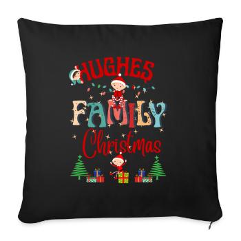 Hughes Family Christmas Celebration Design - Sofa pillowcase 17,3'' x 17,3'' (45 x 45 cm) - black - Front